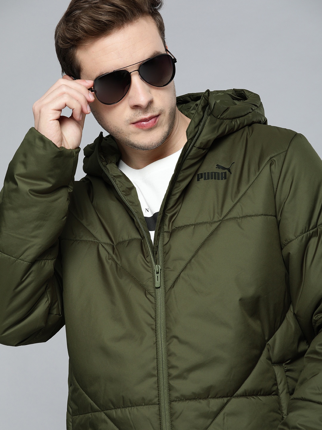 

Puma Men Olive Green warmCELL Essential Padded Jacket