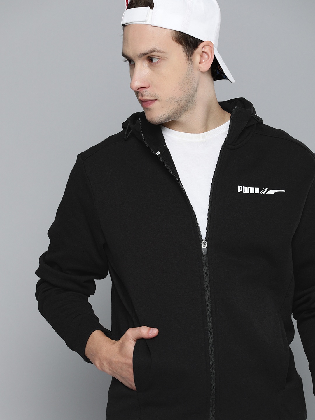 

Puma Men Black Solid Open Front Track Jacket
