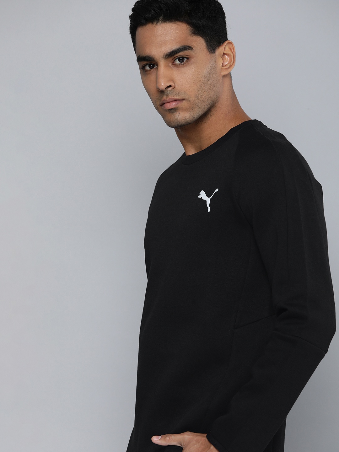 

Puma Men Black Solid Brand Logo Printed Slim Fit Sweatshirt