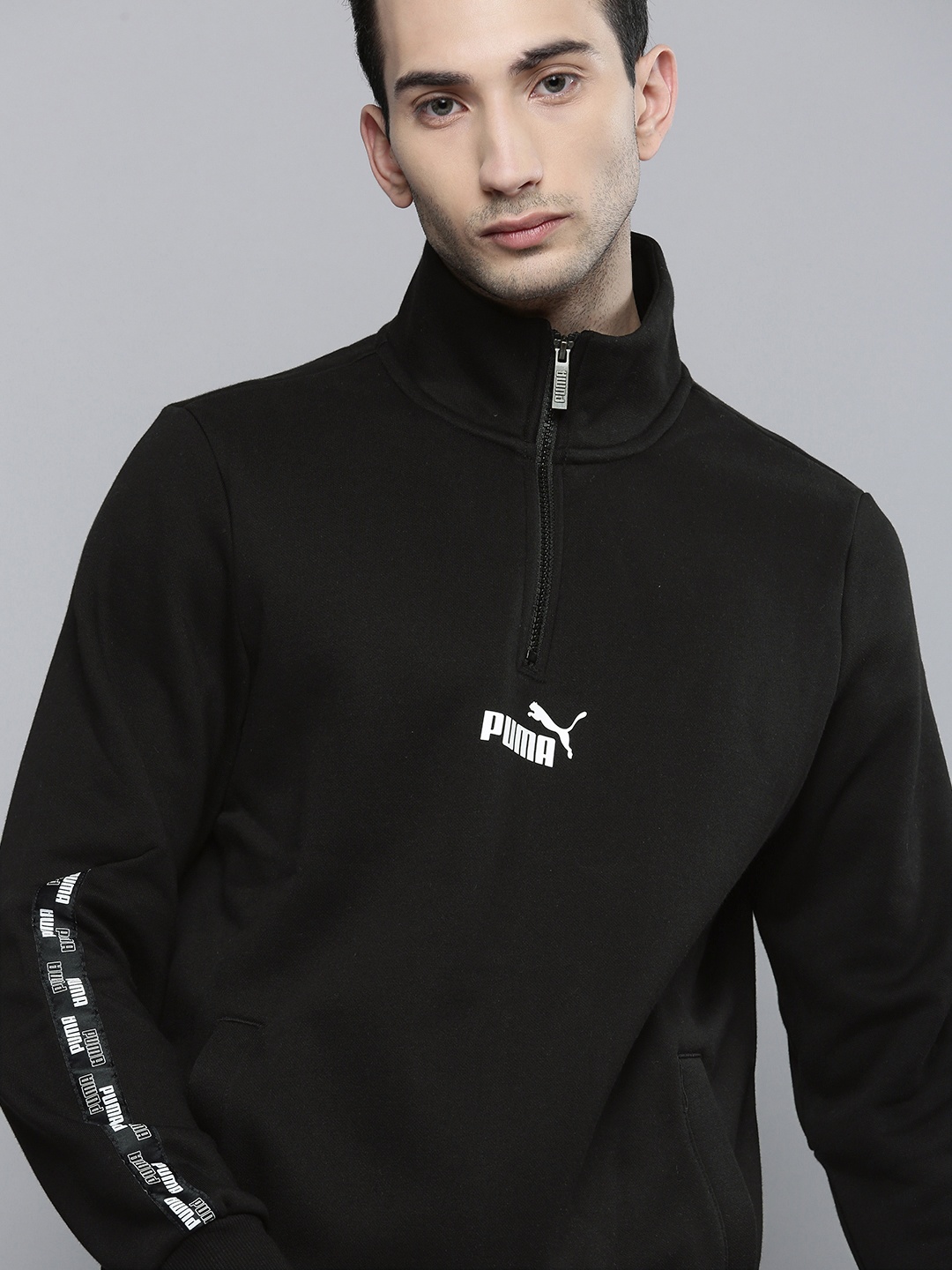 

Puma Men Black Solid PUMA POWER Half-Zip Sweatshirt