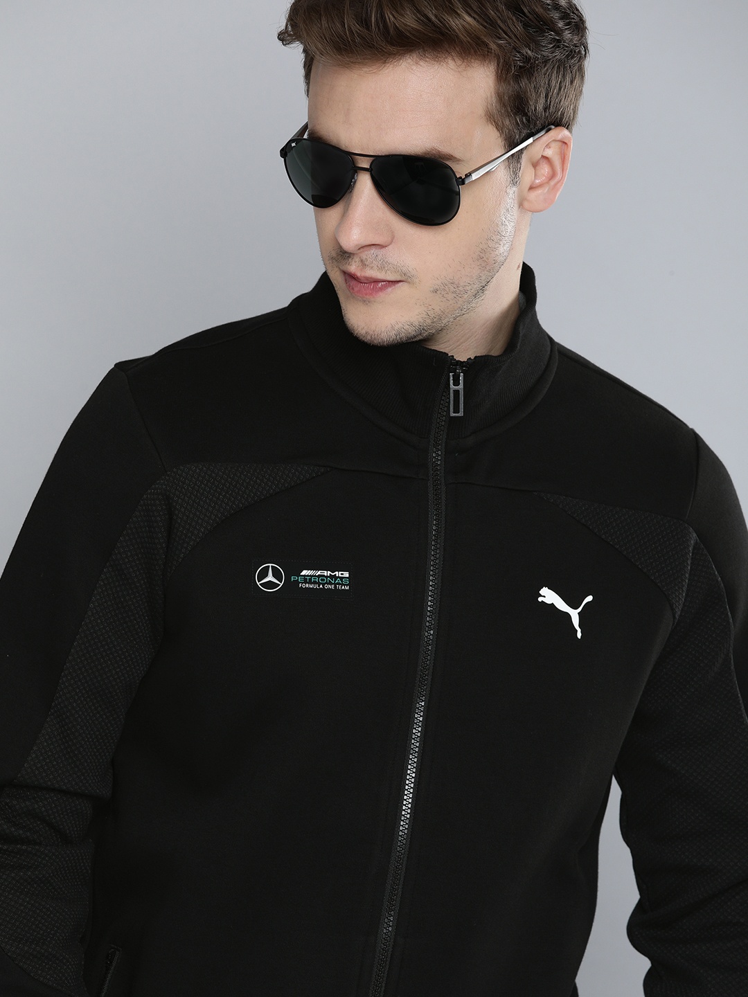 

PUMA Motorsport Men Black Mercedes F1 Men's Slim Fit Sweat Sporty Track Jacket