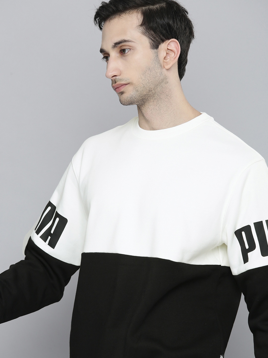 

Puma Men White Colourblocked POWER Loose Sweatshirt