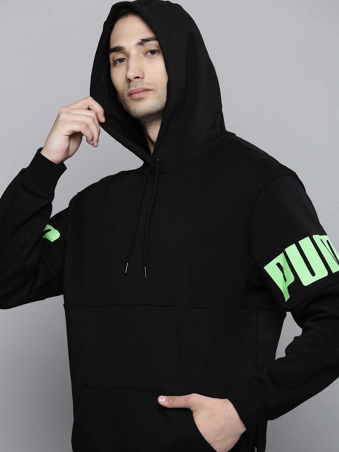 

Puma Men Black POWER Colourblocked Hooded Sweatshirt
