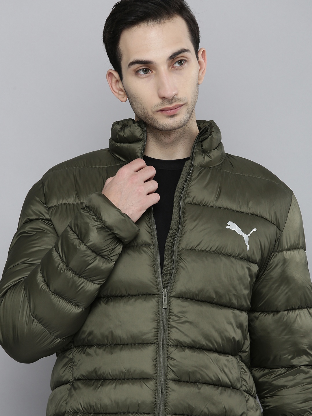 

Puma Men Olive Green Solid Lightweight Padded Jacket