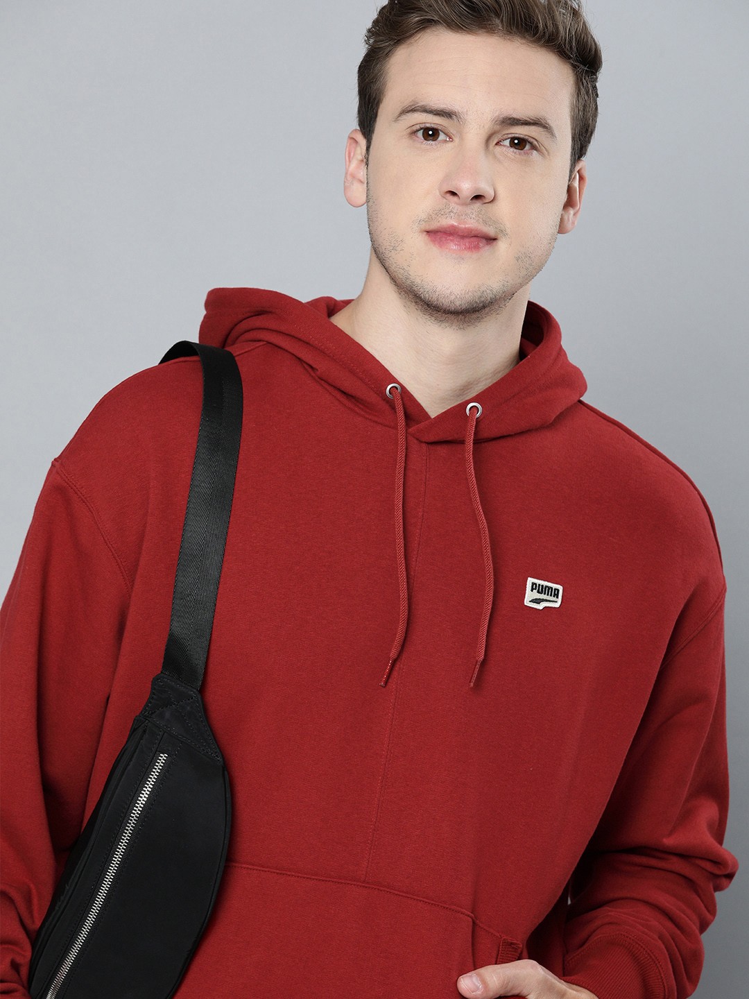 

Puma Men Red Applique Downtown Loose Hooded Sweatshirt