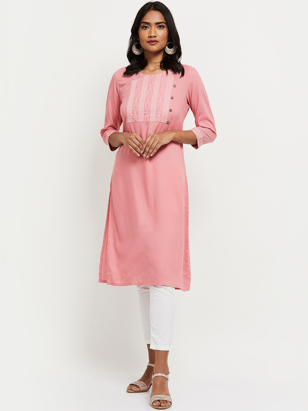 

max Women Pink Yoke Design Kurta