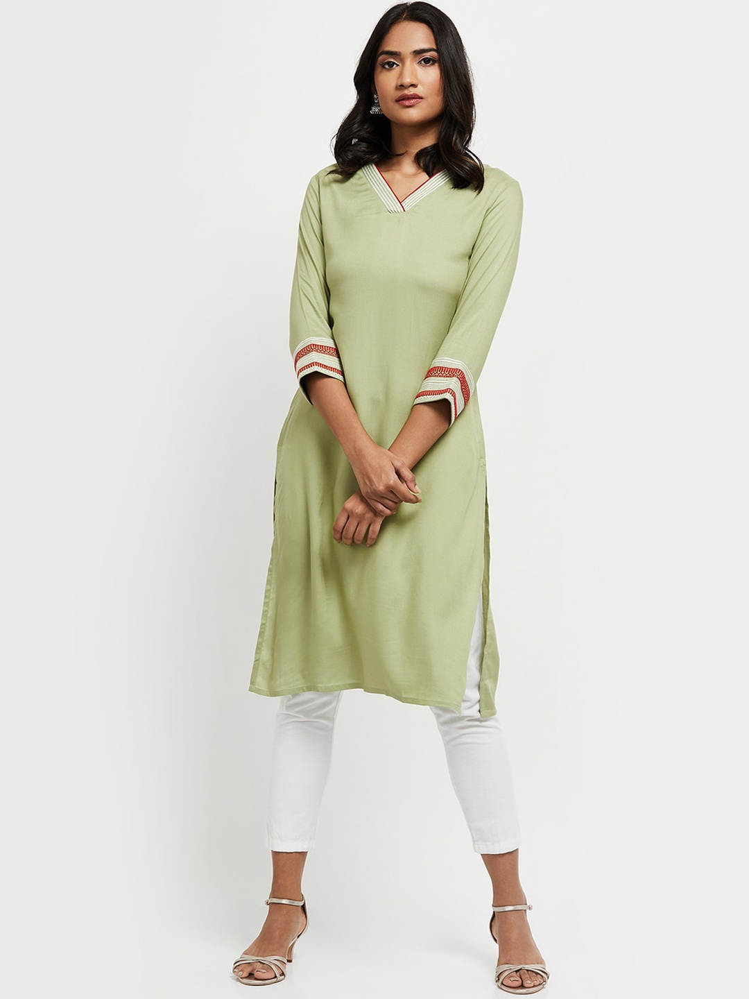 

max Women Green Kurta