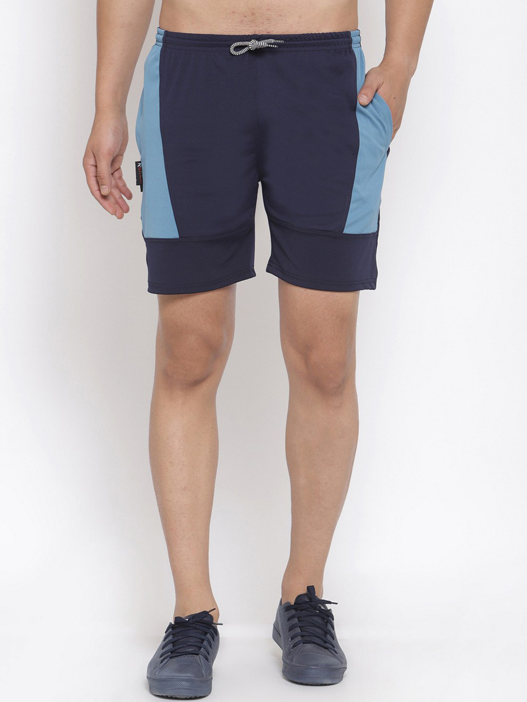 

KLOTTHE Men Blue Colourblocked Sports Shorts