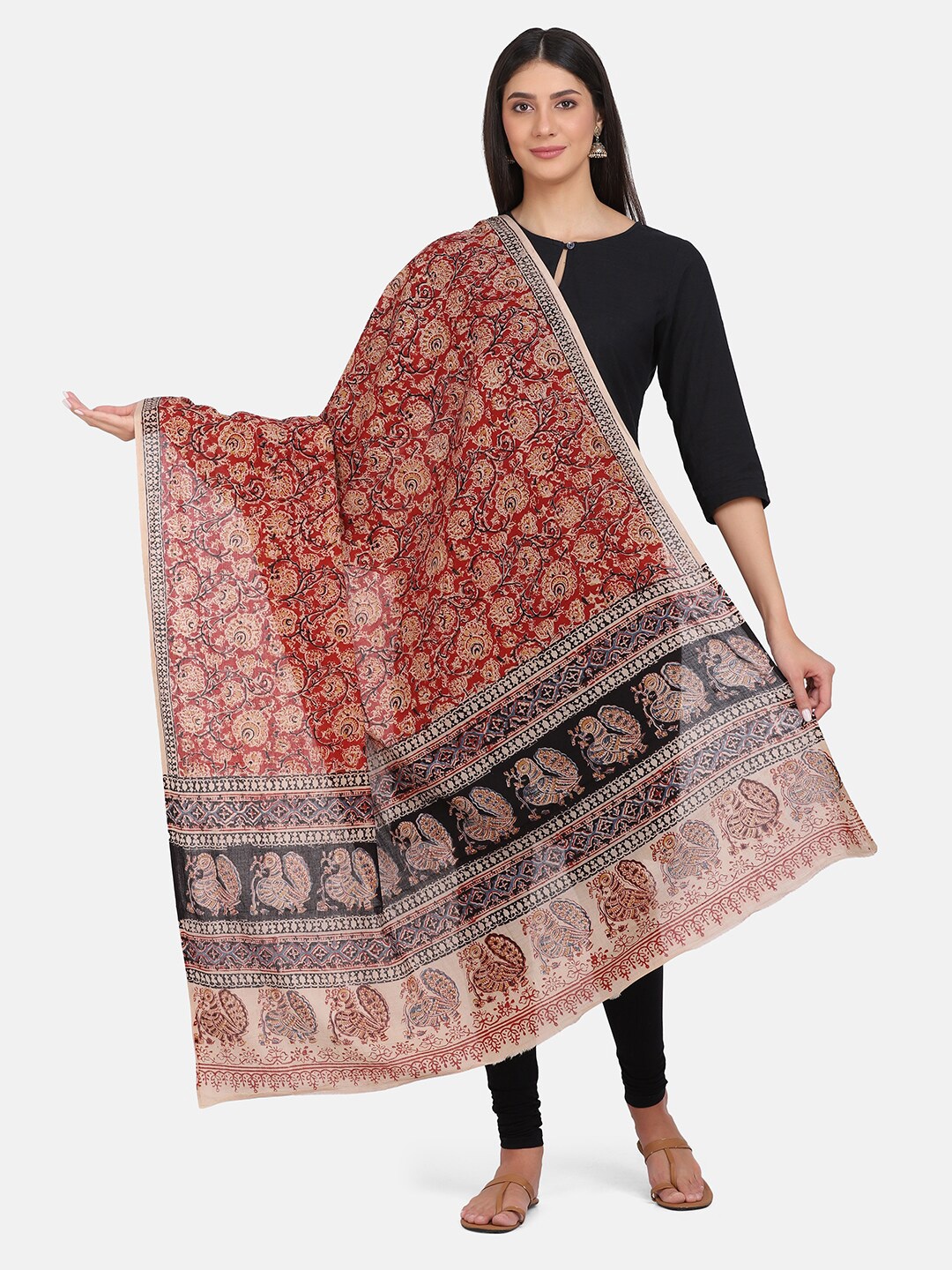 

THE WEAVE TRAVELLER Women Maroon Printed