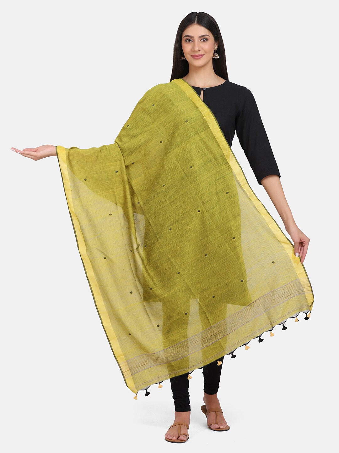 

THE WEAVE TRAVELLER Women Lime Green Woven Design