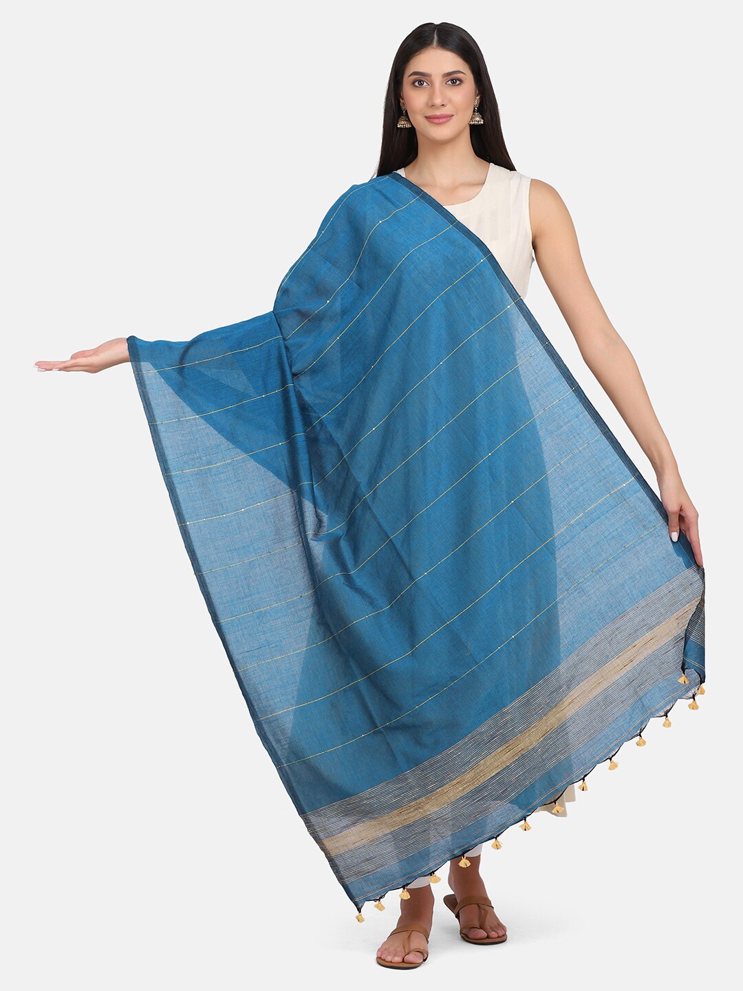 

THE WEAVE TRAVELLER Women Blue Woven Design