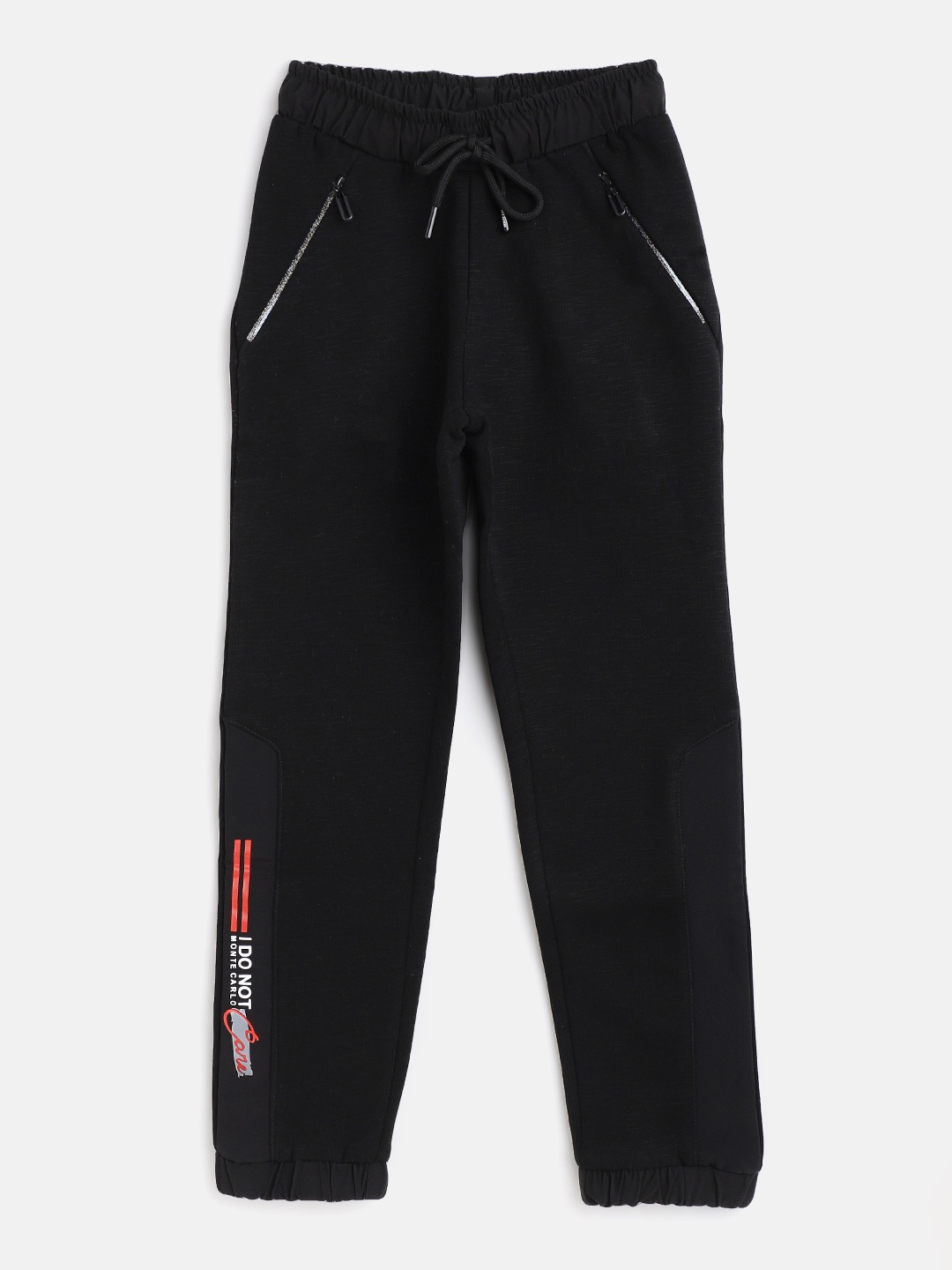 

Monte Carlo Girls Black Solid Cotton Joggers