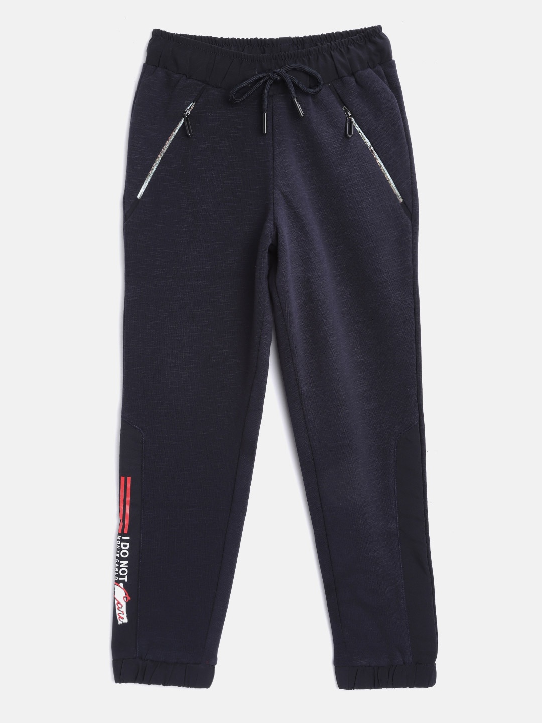 

Monte Carlo Girls Navy Blue Solid Joggers with Brand Logo Print Detail