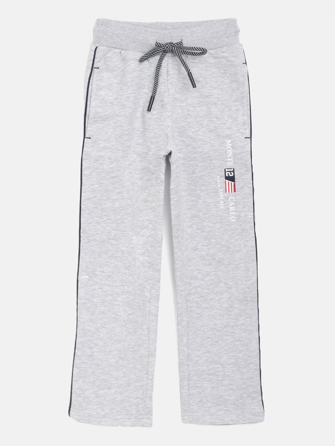 

Monte Carlo Boys Grey Melange Solid Track Pants with Printed Detail