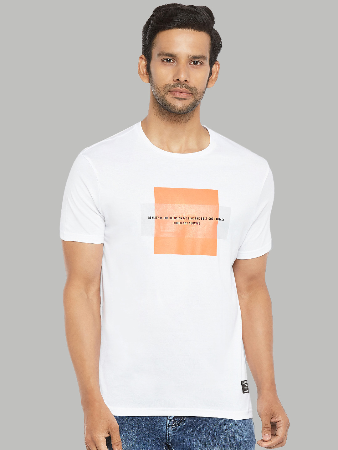 

People Men Off White Typography Printed Cotton T-shirt