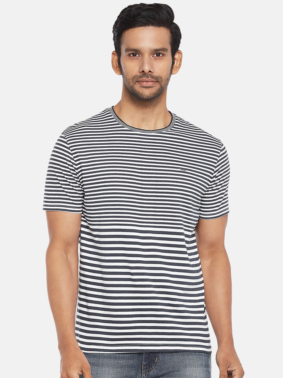 

People Men Multicoloured Striped Cotton T-shirt, Multi