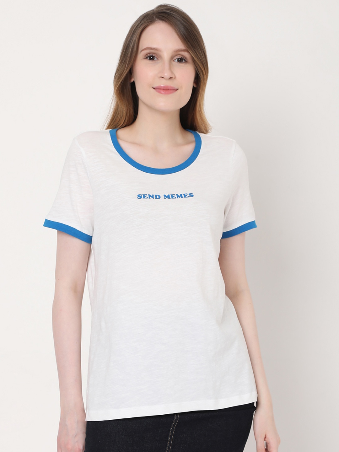 

Vero Moda Women Off White Typography Printed T-shirt