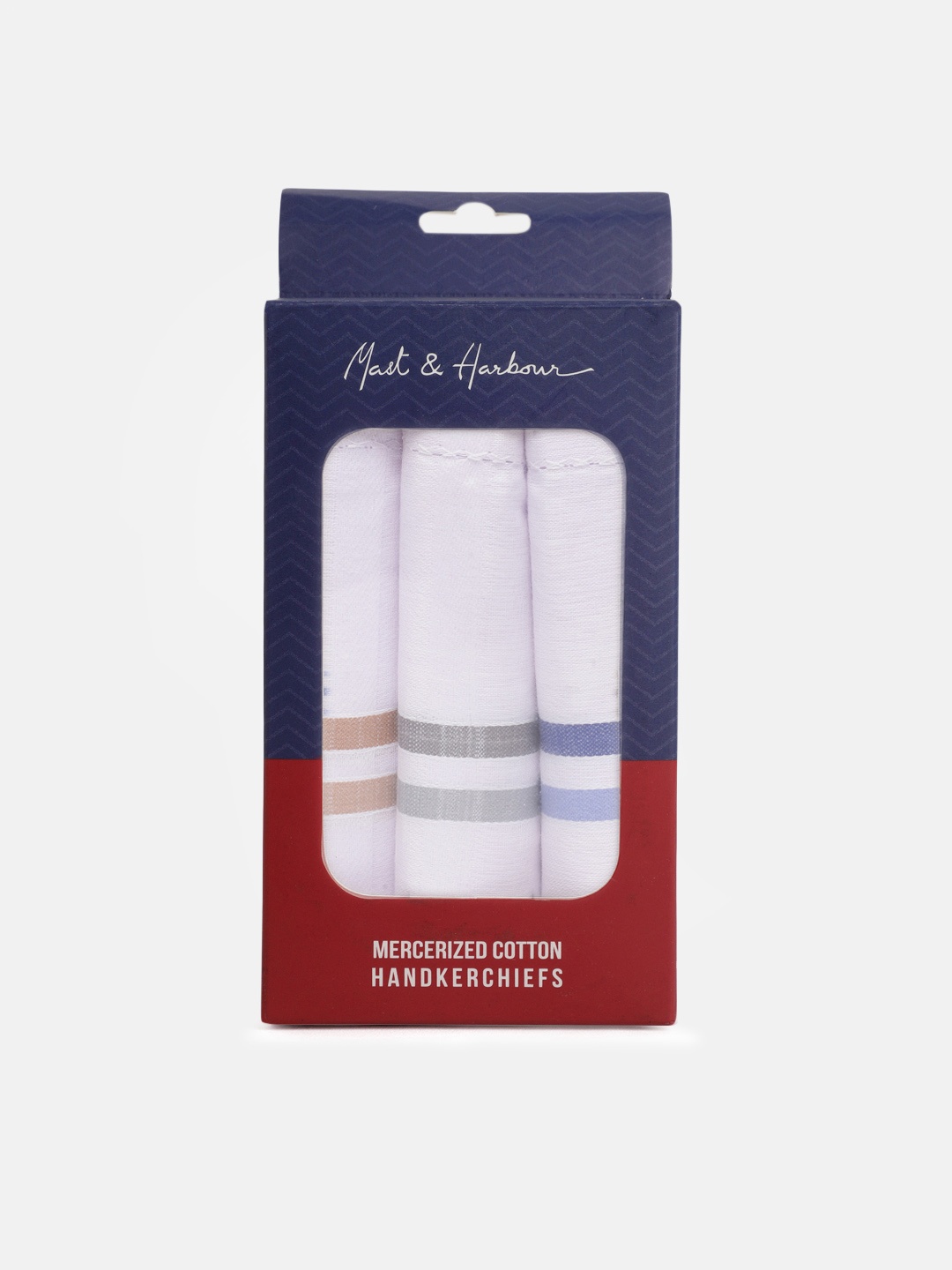 

Mast & Harbour Men Pack of 3 Cotton Handkerchief, White