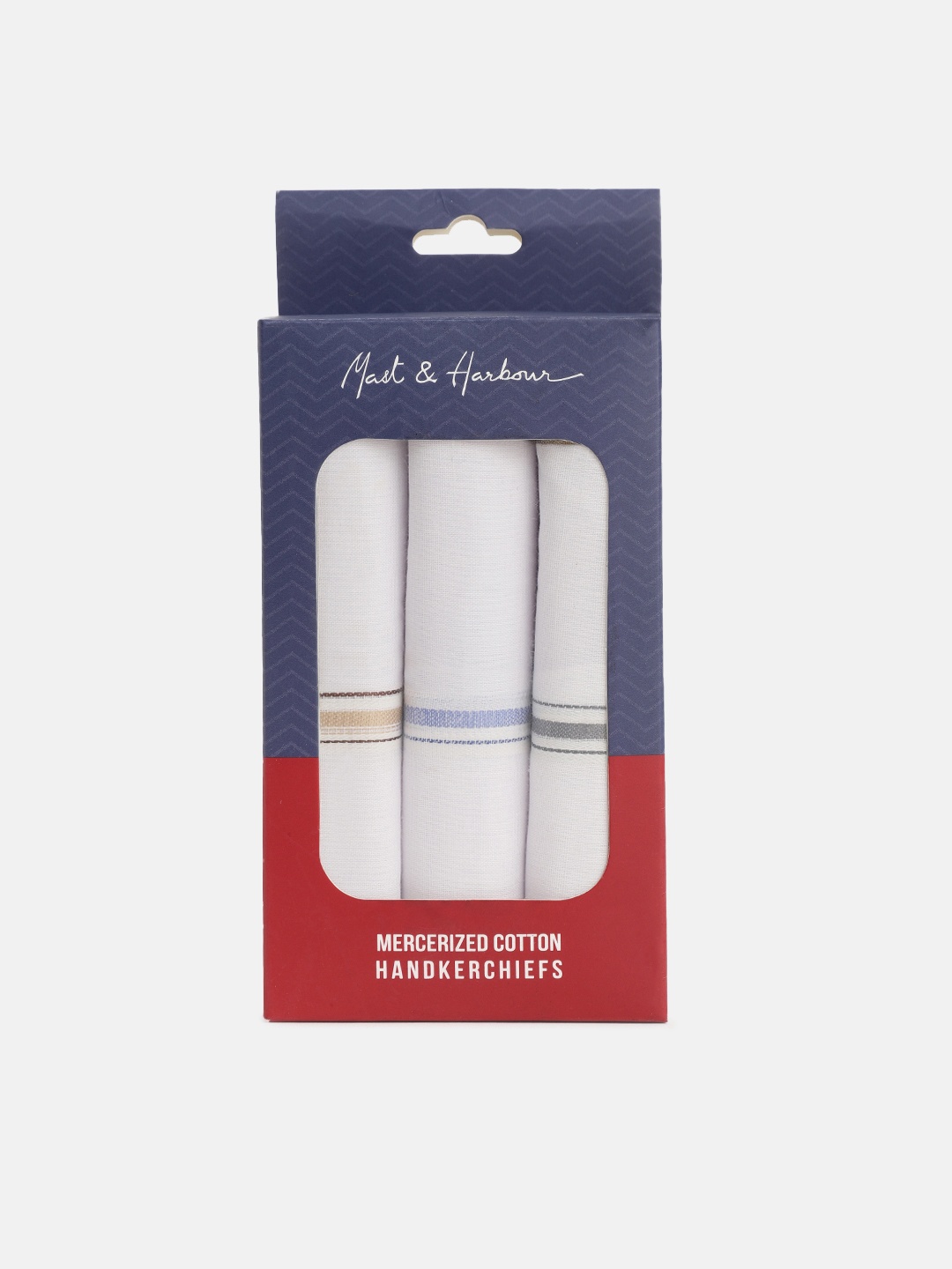 

Mast & Harbour Men Pack of 3 White Solid Mercerized Cotton Handkerchiefs