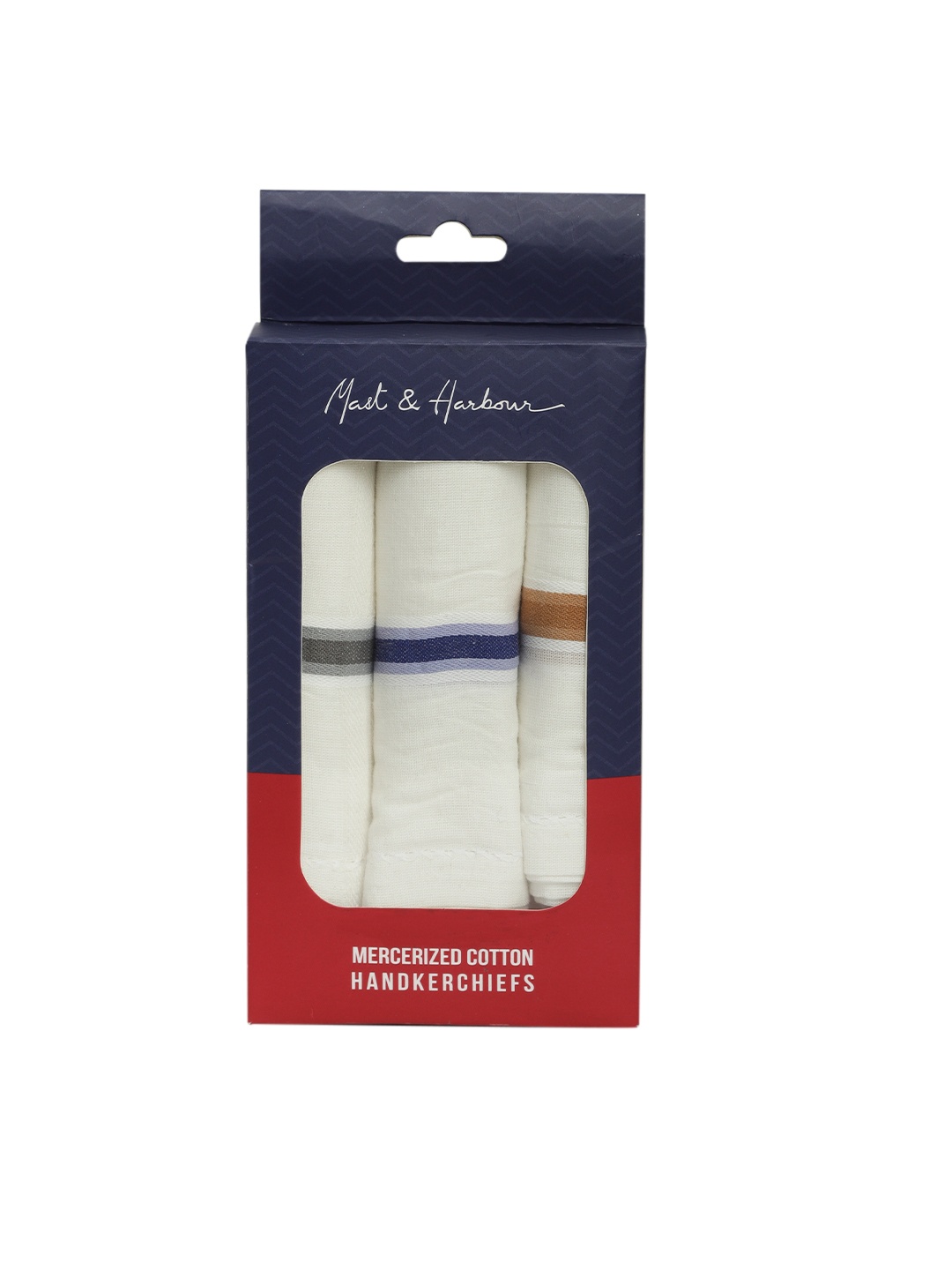 

Mast & Harbour Men Pack of 3 White Solid Handkerchiefs
