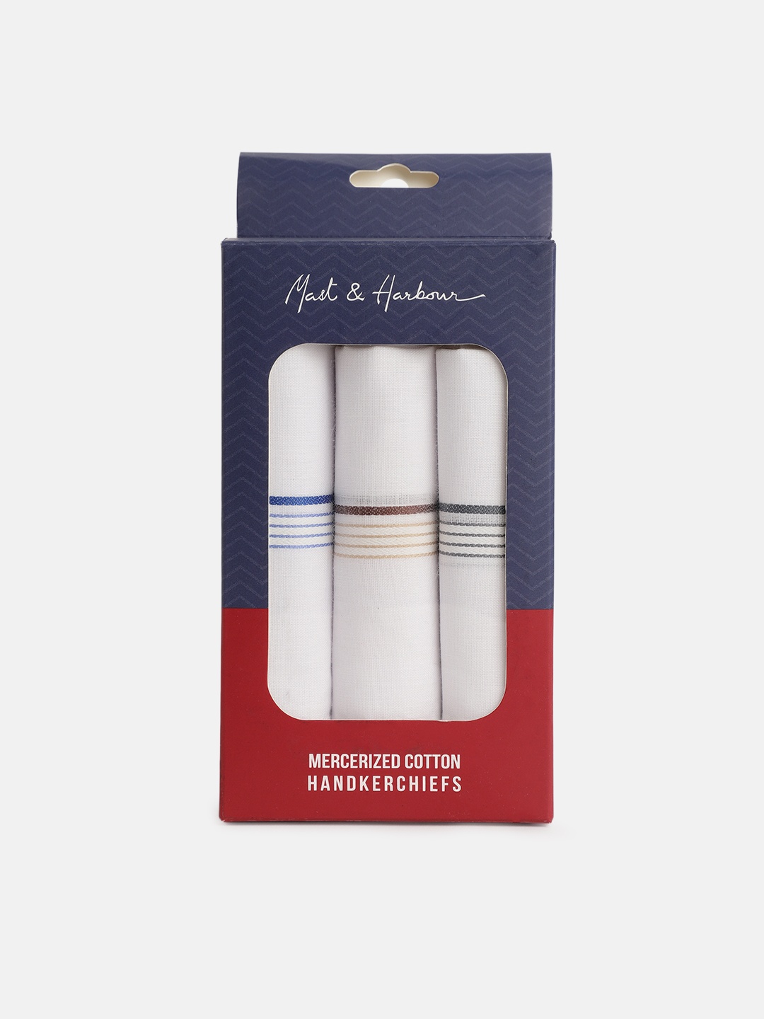 

Mast & Harbour Men Set of 3 White Mercerized Cotton Handkerchief