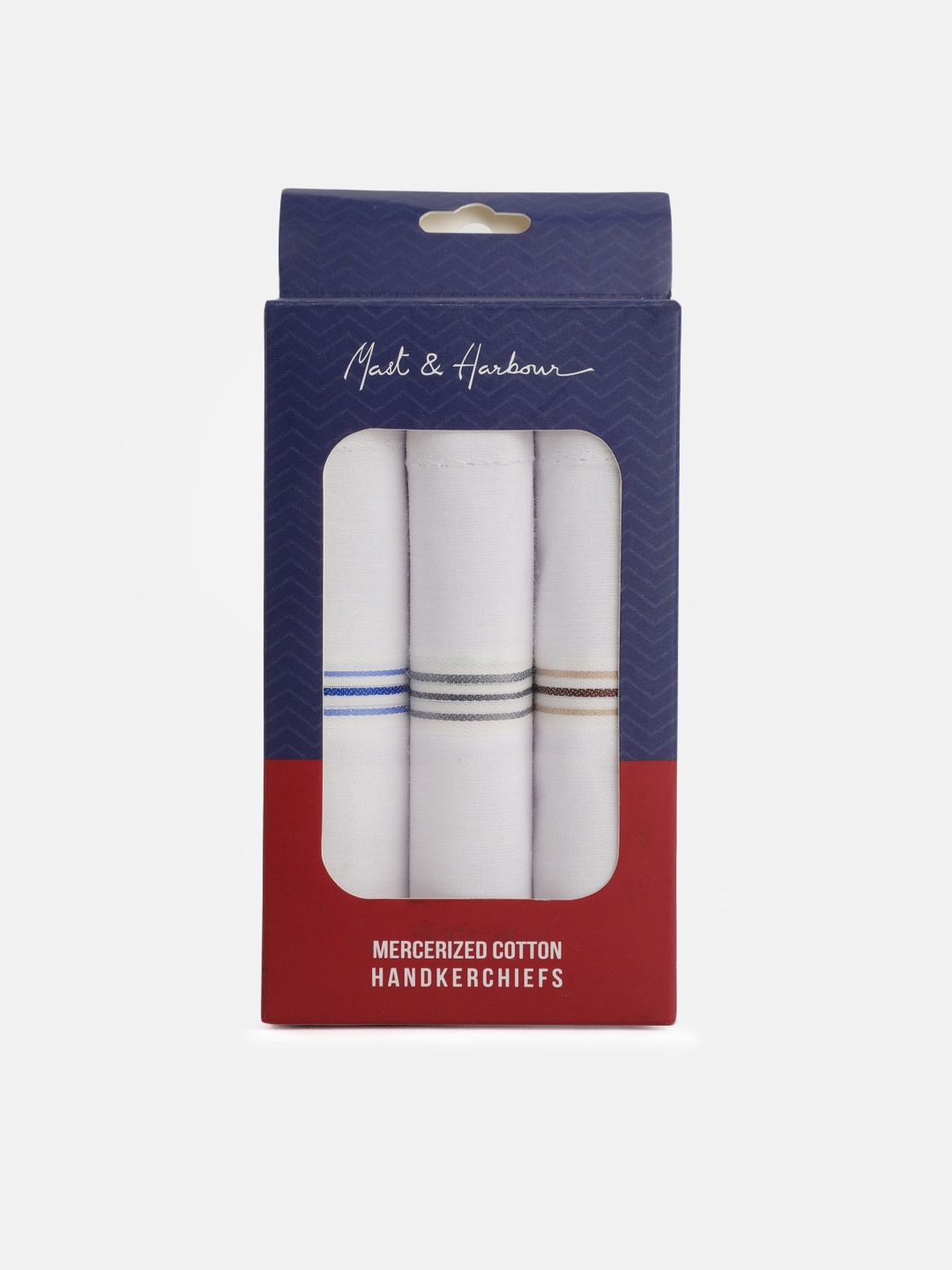 

Mast & Harbour Men Set of 3 White Mercerized Cotton Handkerchief