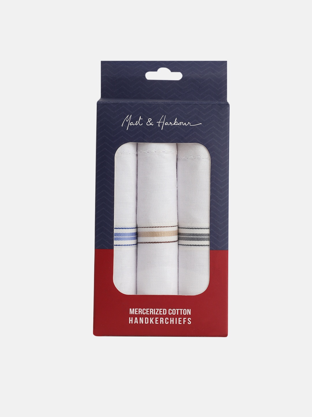 

Mast & Harbour Men Set of 3 White Mercerized Cotton Handkerchief