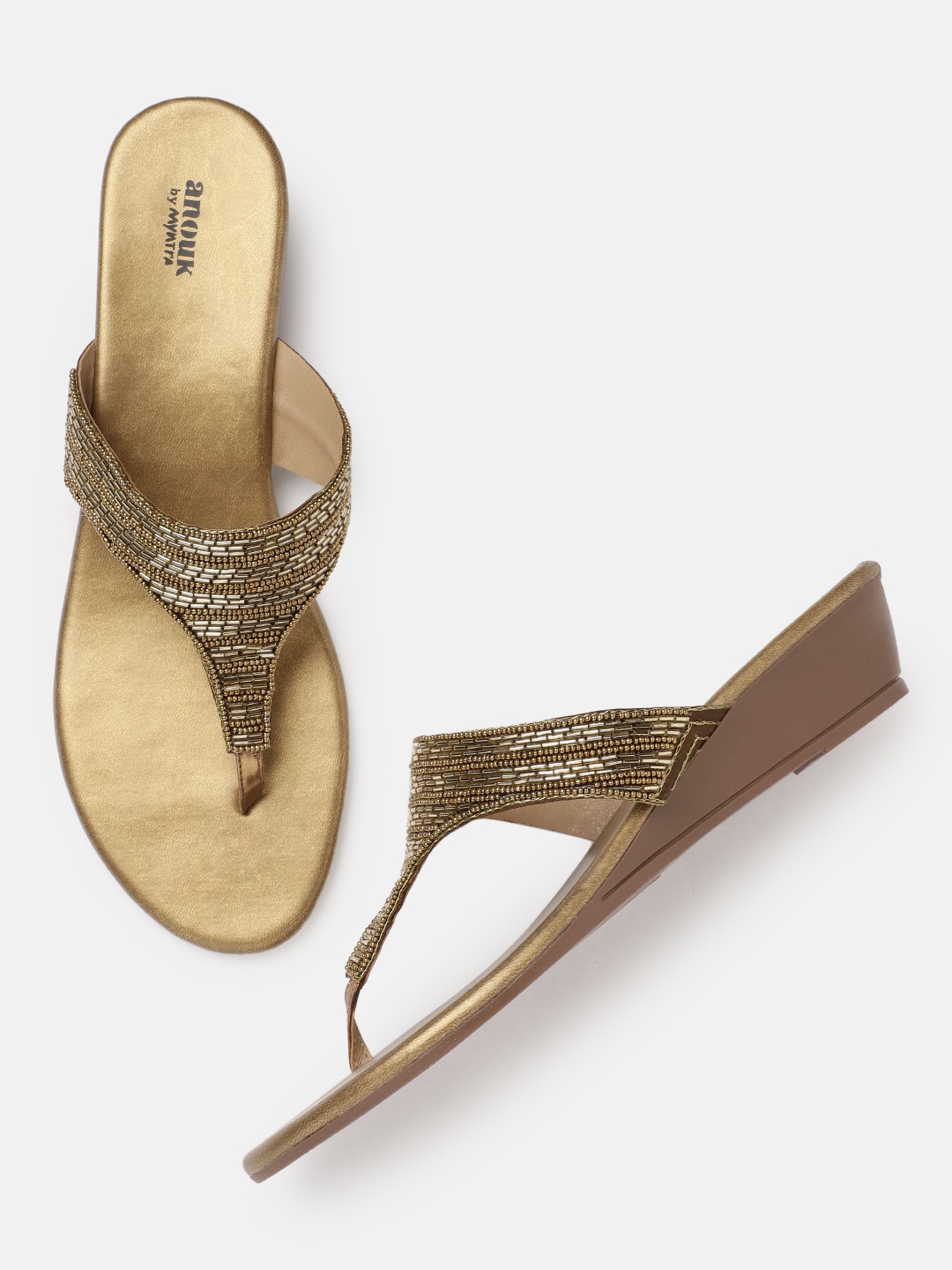 

Anouk Bronze-Toned Embellished Wedges