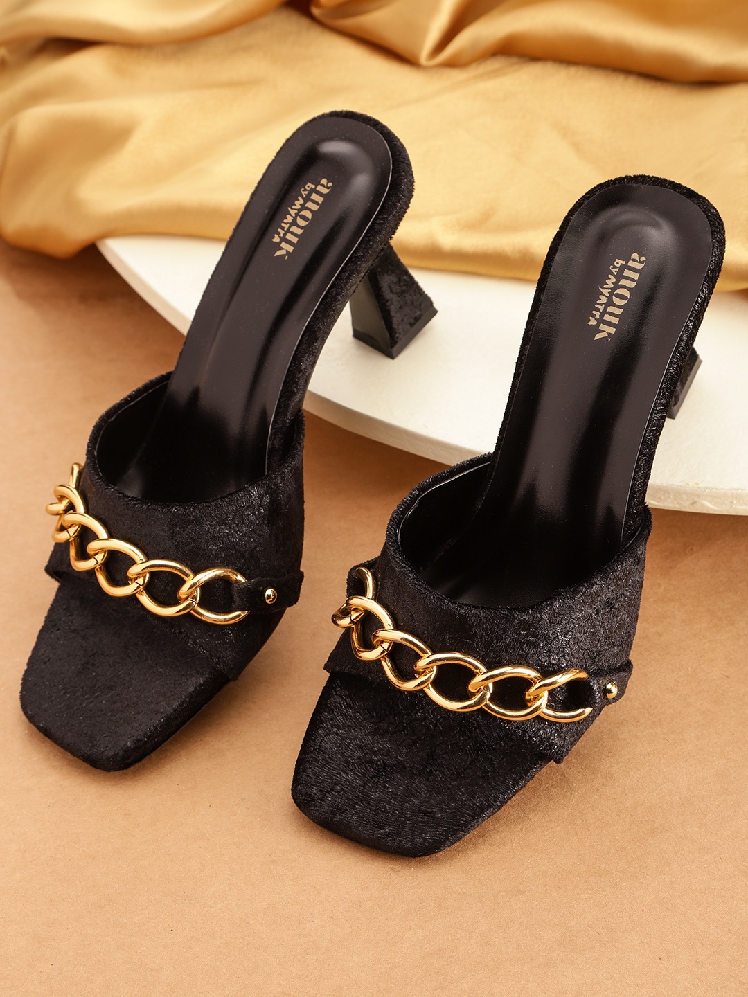 

Anouk Black Solid Block Heels
