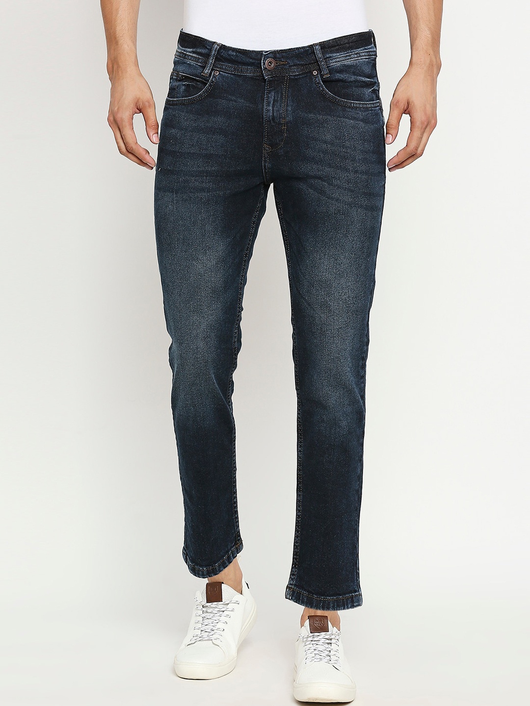 

Mufti Men Blue Slim Fit Low Distress Light Fade Stretchable Jeans