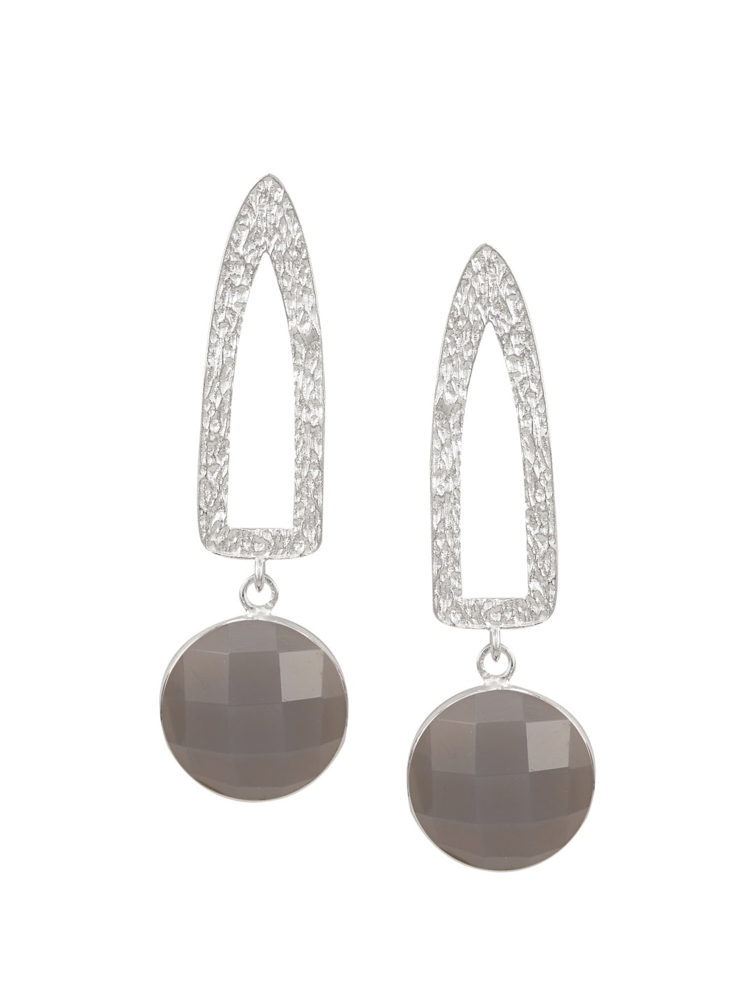 

ERILINE JEWELRY Fleek Earrings in 925 Sterling Silver with Grey Chalcedony