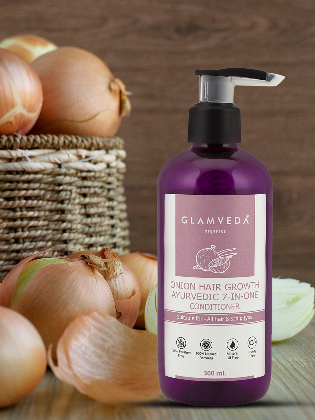 

Glamvedas Onion 7 In One Ayurvedic Hair Growth Conditioner-300ml, Purple