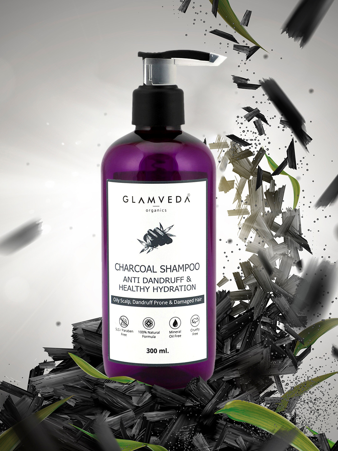 

Glamvedas Anti Dandruff & Healthy Hydration Charcoal Shampoo 300 ml, Purple