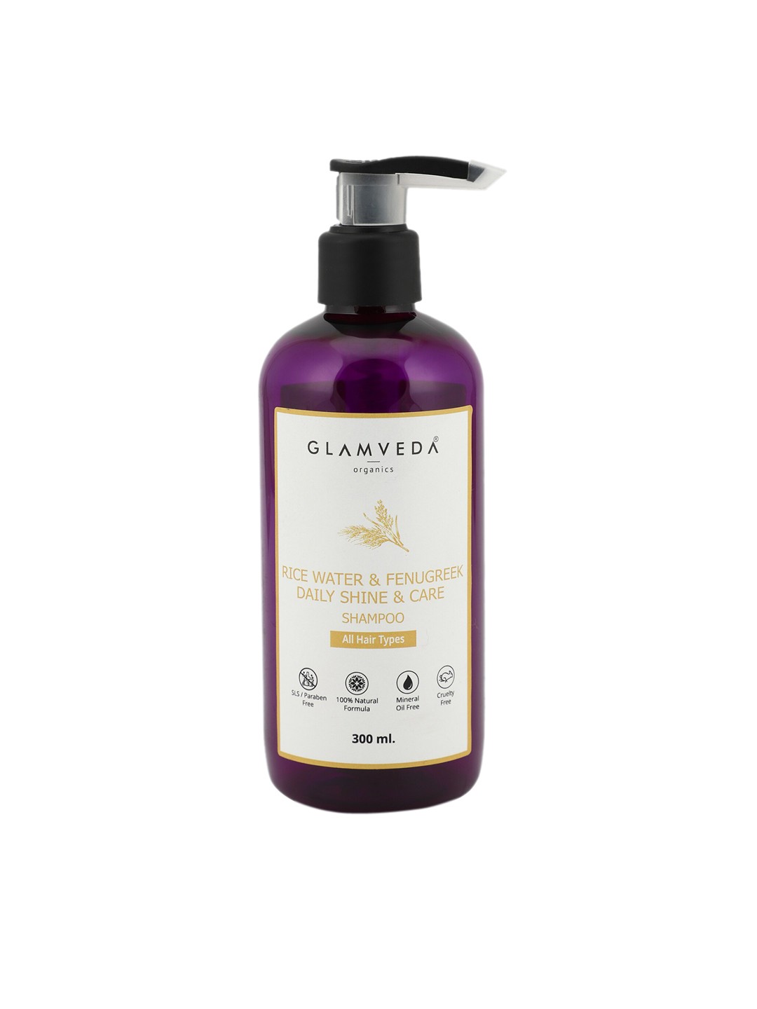 

Glamveda Rice Water & Fenugreek Daily Shine Shampoo 300ml, Purple