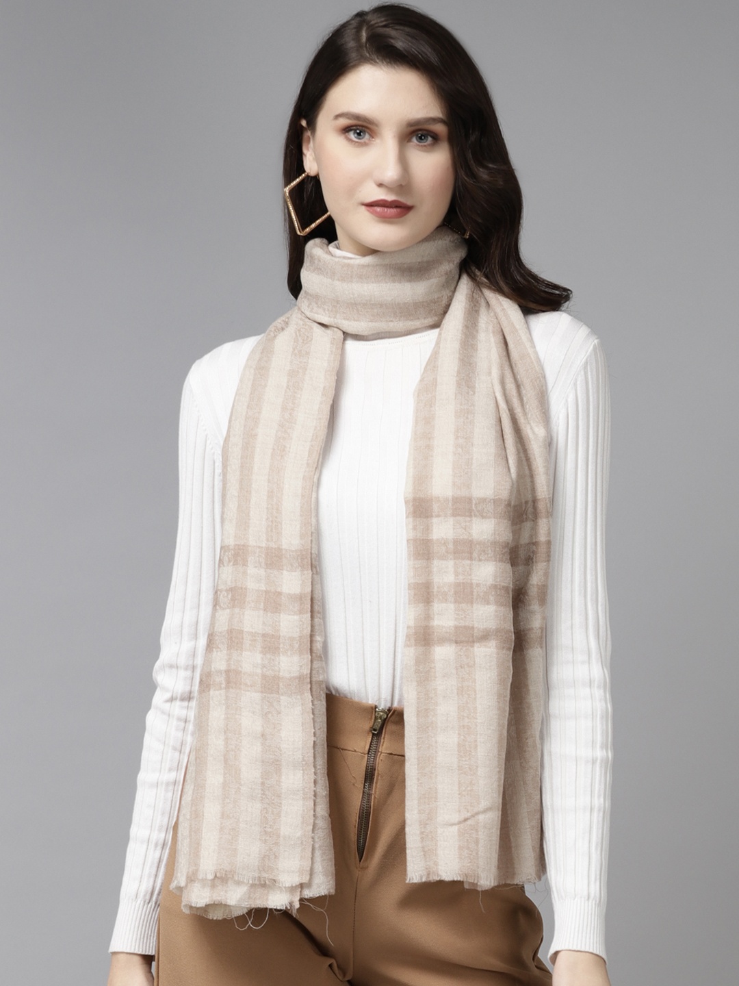 

Cayman Women Beige Striped Stole