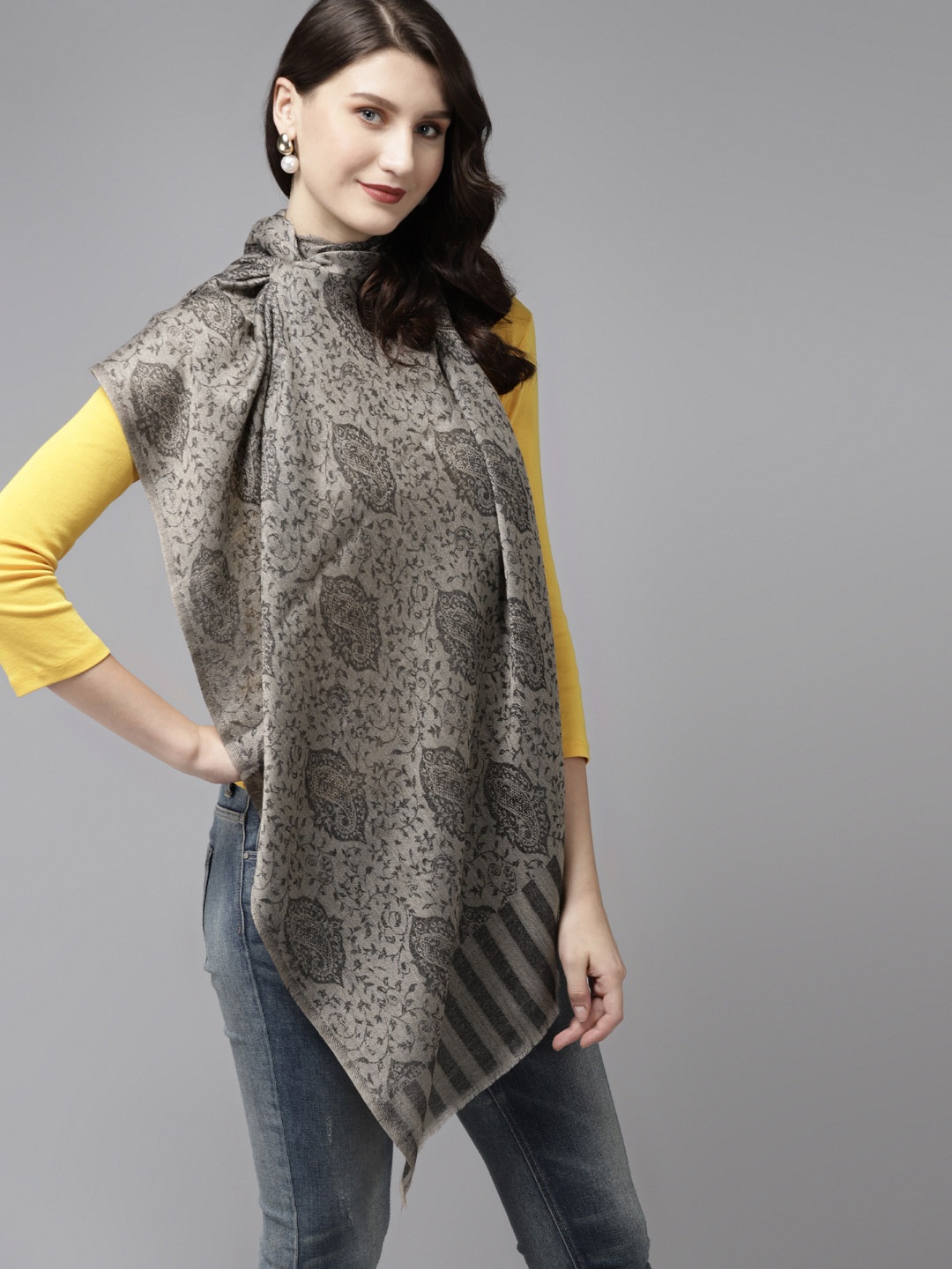 

Cayman Women Grey Woven Design Stole