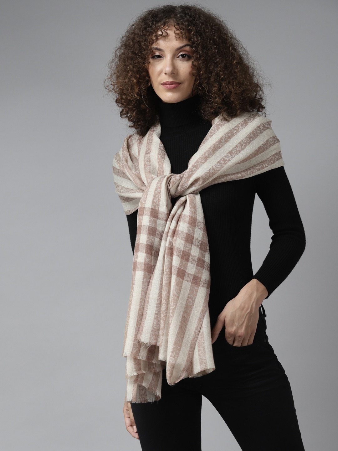 

Cayman Women Brown & Beige Striped Stole