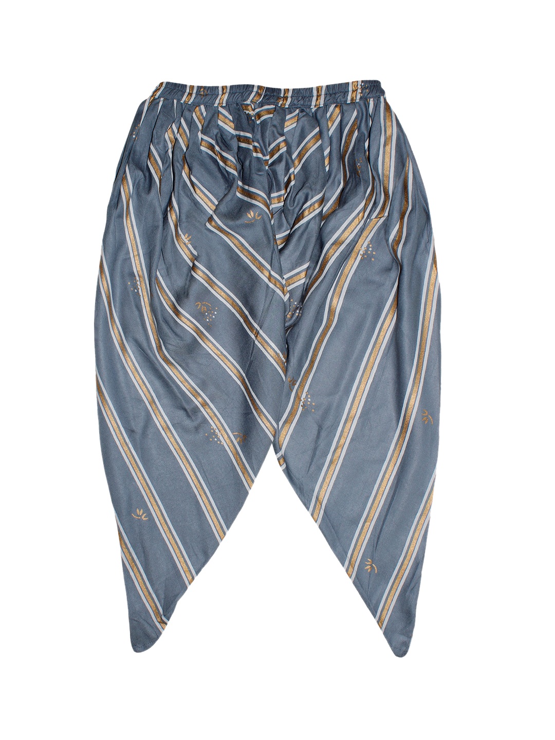 

KiddoPanti Girls Grey & Gold-Coloured Striped Patiala