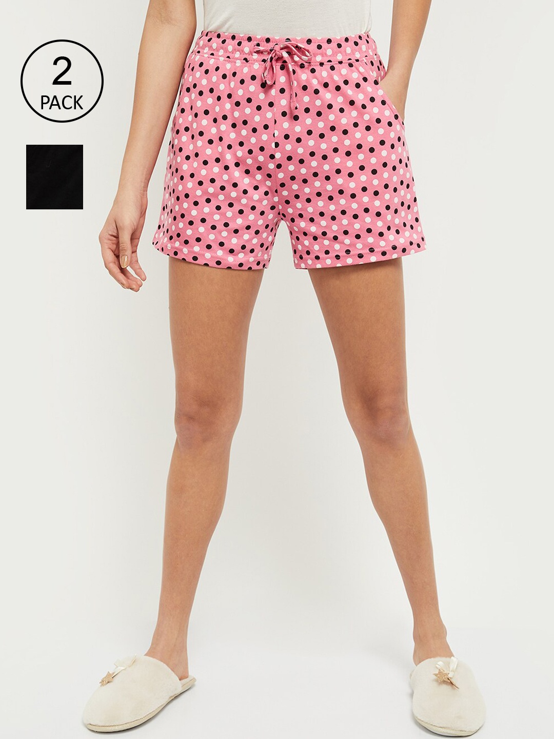 

max Women Pack of 2 Printed Regular Shorts, Pink