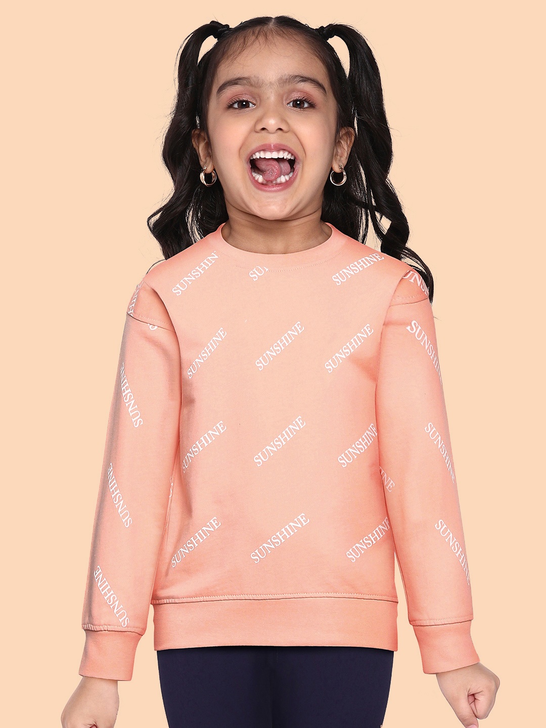 

Killer Girls Peach-Coloured Printed Pure Cotton Sweatshirt