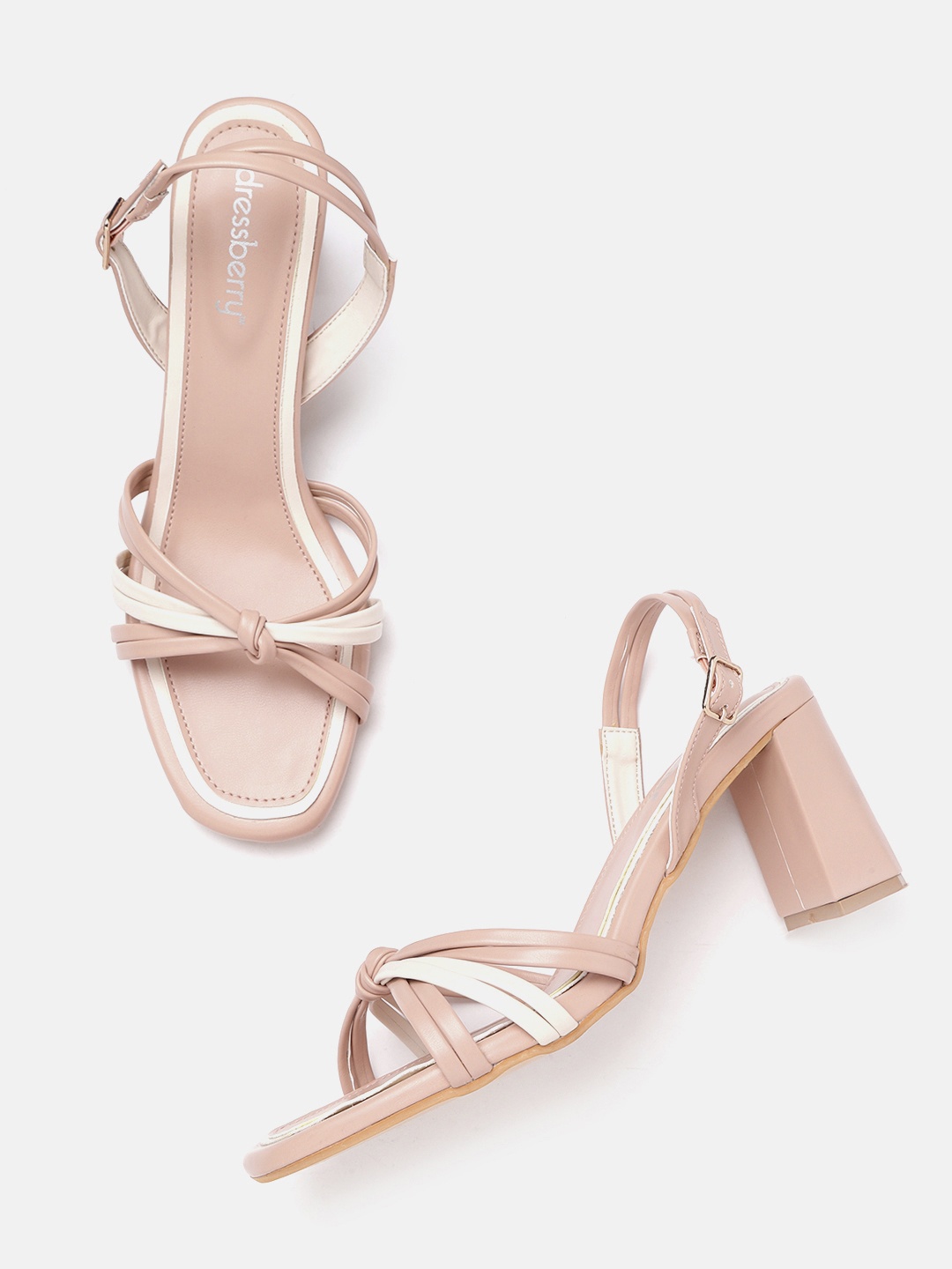 

DressBerry Women Nude-Coloured & Off-White Solid Block Heels