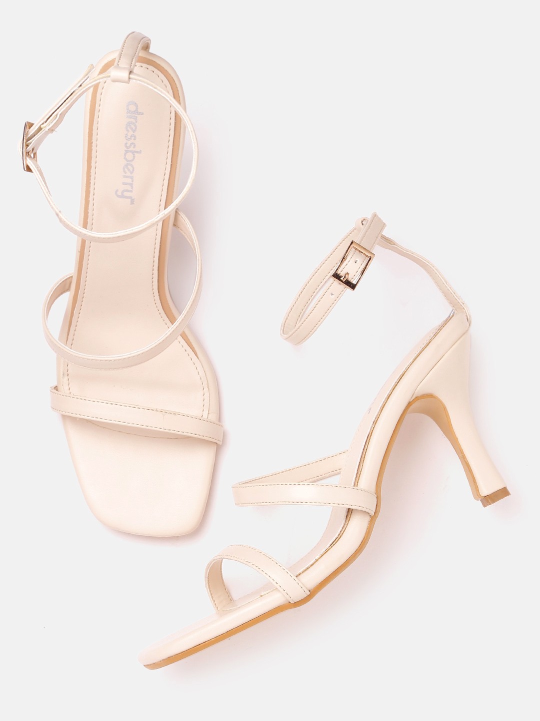 

DressBerry Women Off-White Solid Mid-Top Stiletto Heels