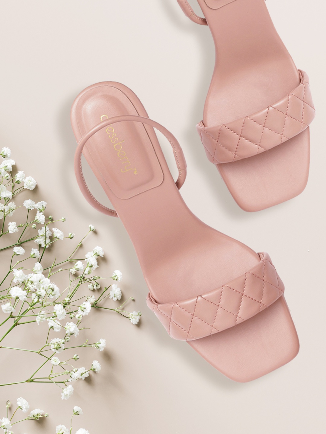 

DressBerry Women Peach-Coloured Quilted Heels