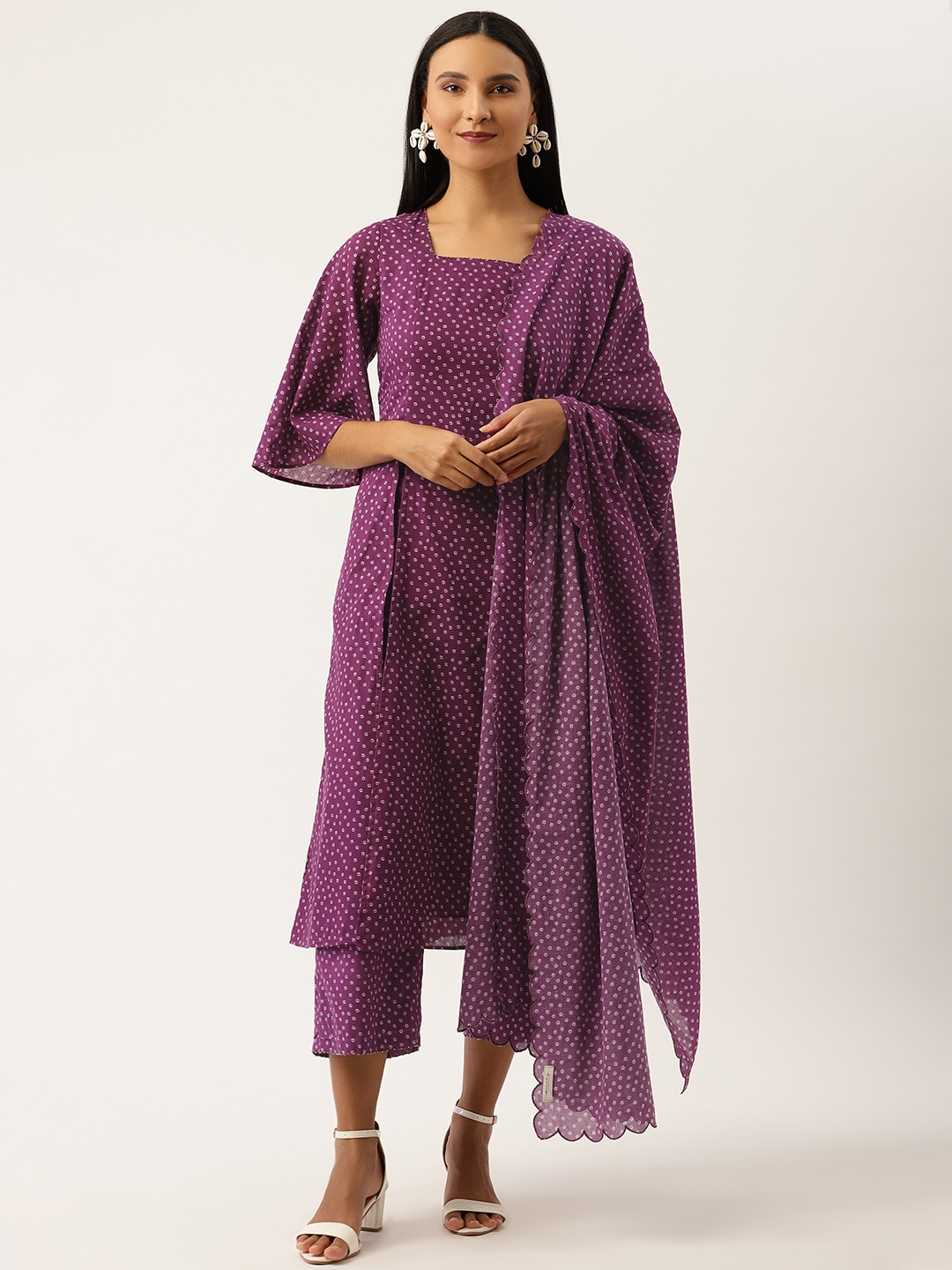 

Ancestry Purple Printed Bandhani Dupatta