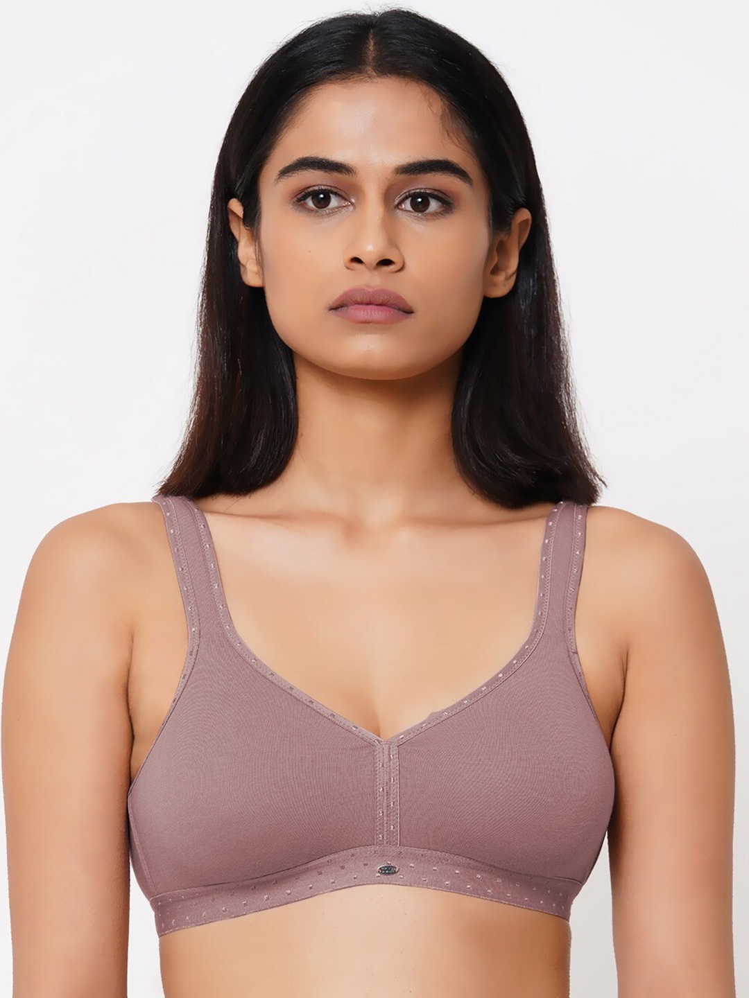 

SOIE Non Padded Non-Wired Full Coverage Stretch Cotton T-shirt Bra, Mauve