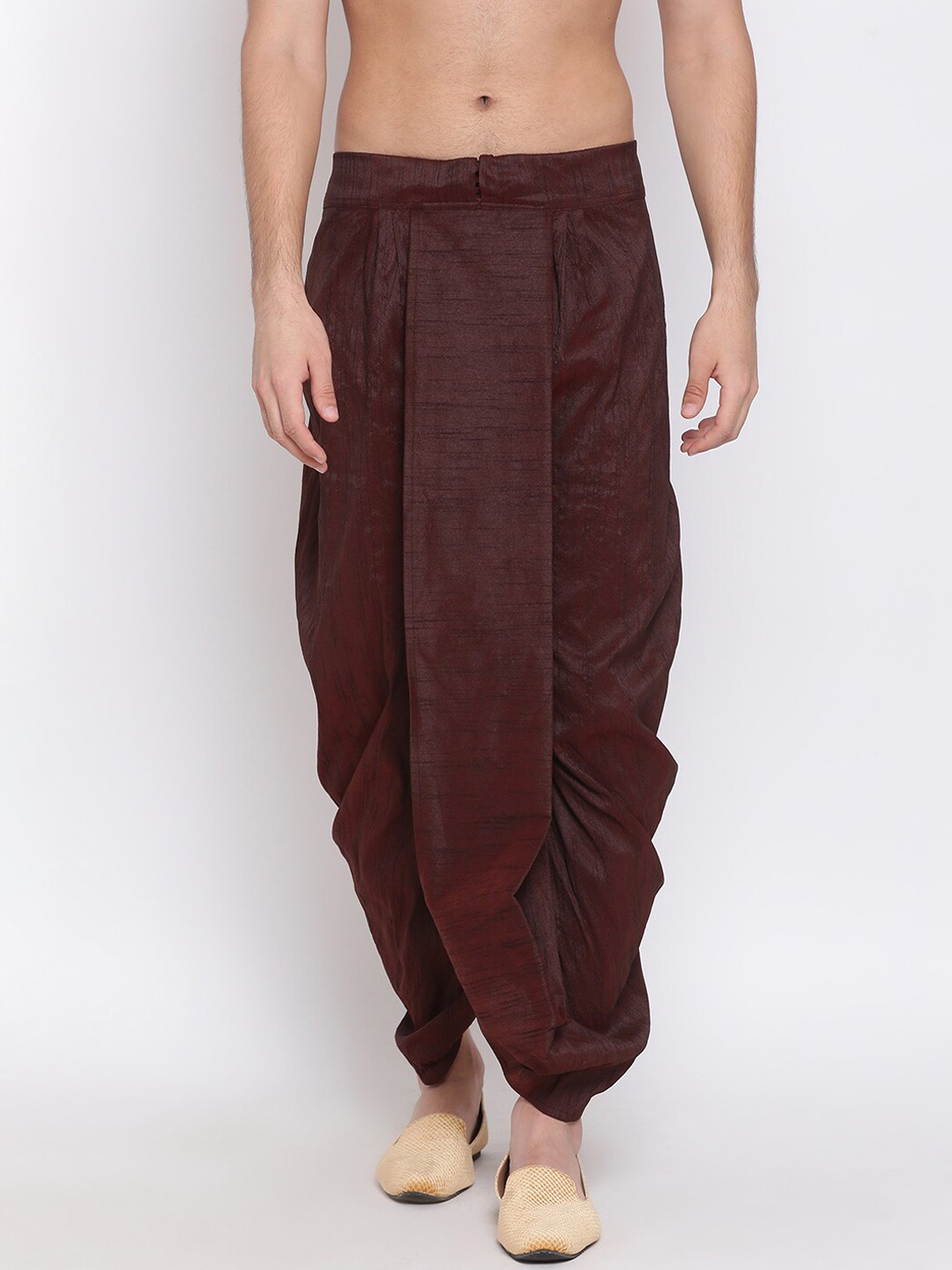 

VASTRAMAY Men Burgundy Self-Design Dhoti Pants
