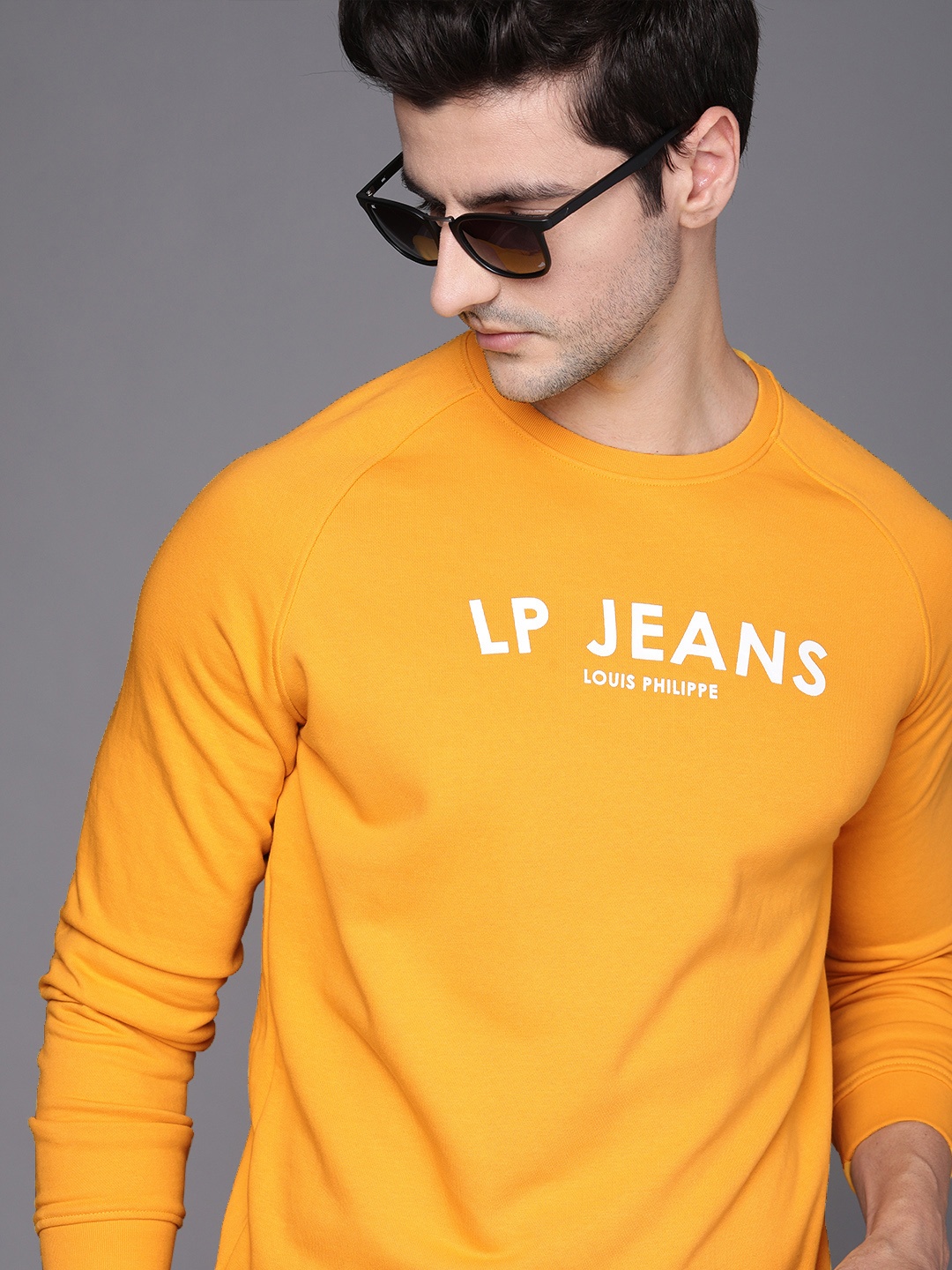 

Louis Philippe Jeans Men Yellow Logo Printed Sweatshirt