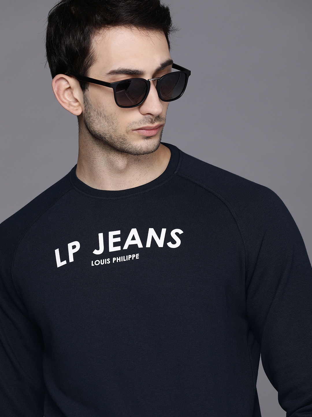 

Louis Philippe Jeans Men Navy Blue Solid Pullover Sweatshirt