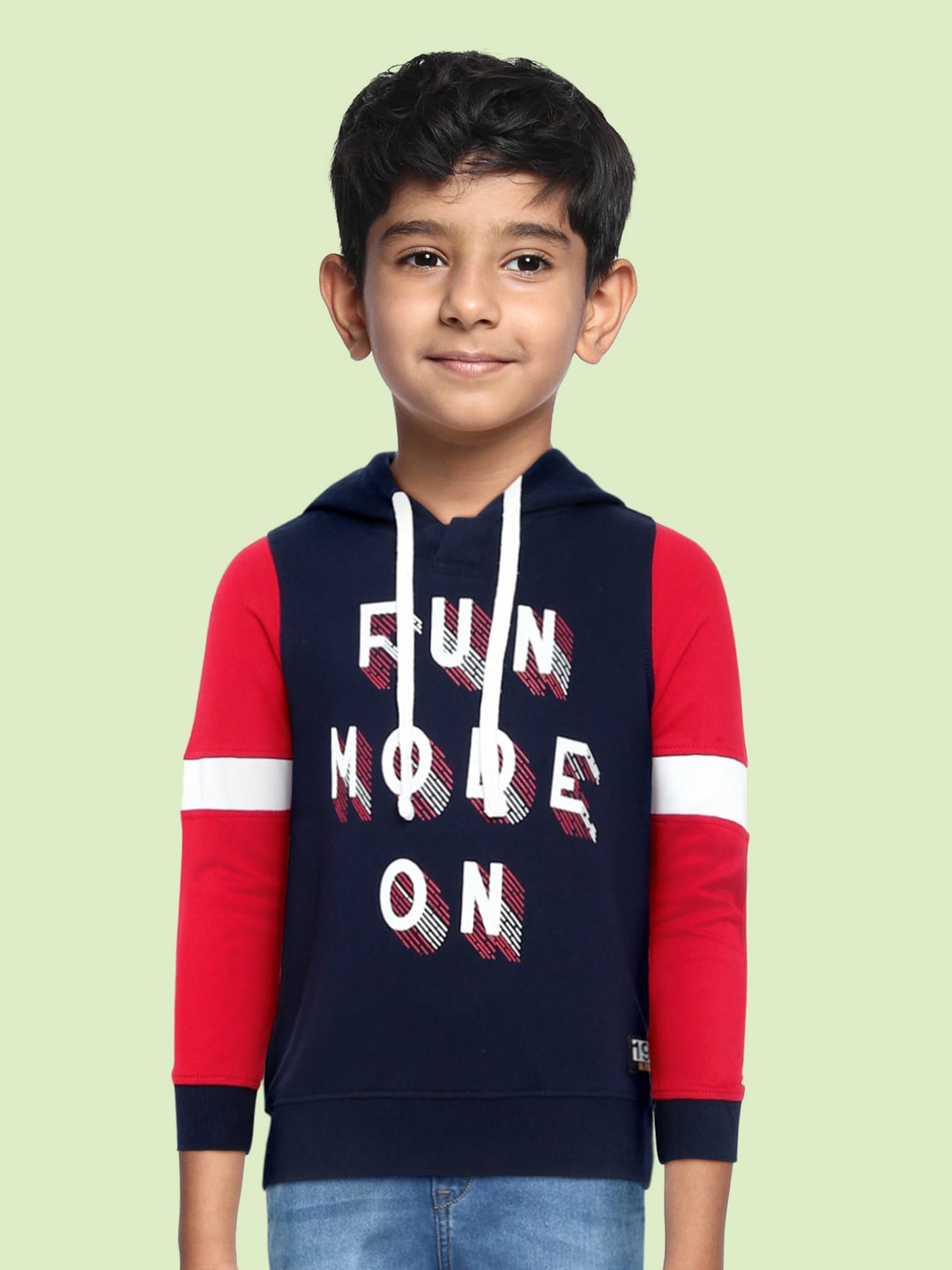 

Killer Boys Navy Blue & Red Printed Hooded Pure Cotton Sweatshirt