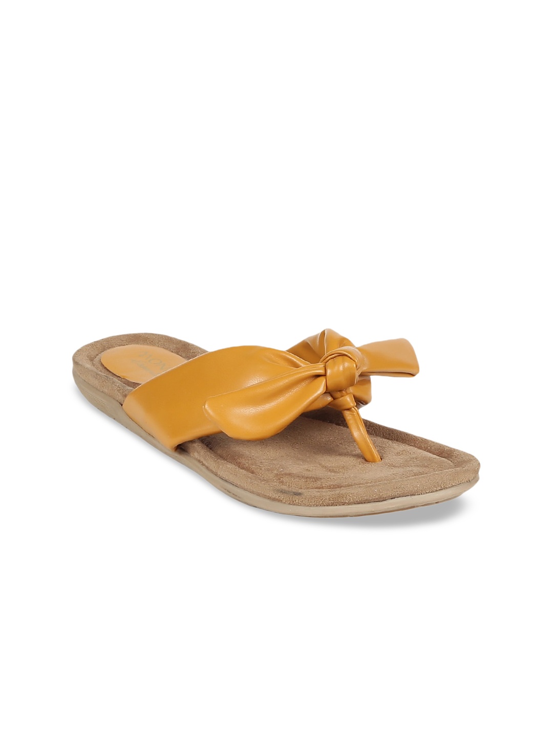 

Monrow Women Yellow T-Strap Flats with Bows